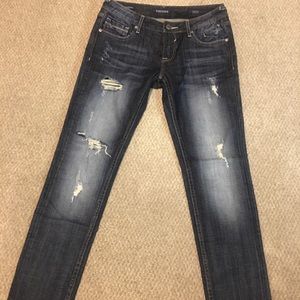 STRAIGHT LEG SEXY BOYFRIEND DISTRESSED DENIM JEANS